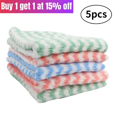 £3.69 • Buy 5pcs Microfibre Cleaning Rag Super Absorbent Coral Scouring Fleece Towel