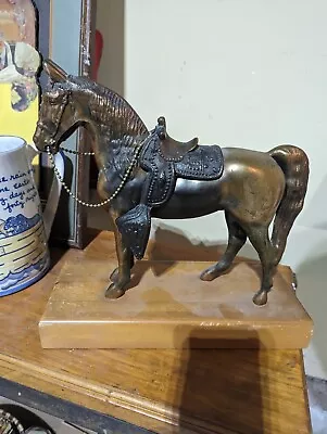 Vintage Copper Bronze Finish Horse Sculpture Display On Board • $40