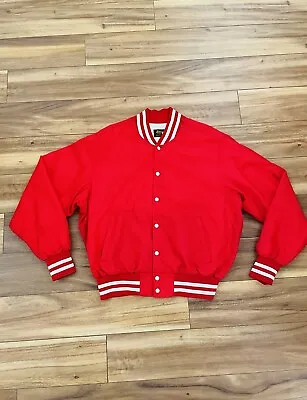 Vintage 80s 90s Swingster Jacket Red White Snaps USA Baseball Bomber Jacket 2XL • $50