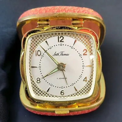 Seth Thomas 8 Days 7 Jewels Desktop Travel Alarm Clock Germany Glowing Hands • $20.36