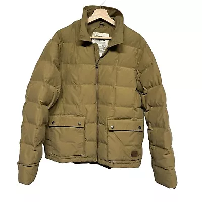Eddie Bauer Jacket Mens Large Tan Khaki Goose Down Puffer Lined Insulated Coat • $38