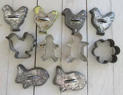 Vintage Lot 10 Small Miniature Mini Tin Cookie Cutters Chicken Duck Rabbit 2 In • $29.99