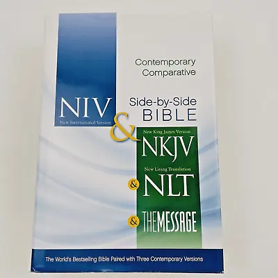 Contemporary Comparative Side-By-Side Holy Bible-PR-NIV/NKJV/NLT/MS Hardback DJ • $70