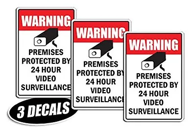 3 PACK - VIDEO SURVEILLANCE DECALS Sticker Decal Label Video Warning Cctv Camera • $4.99
