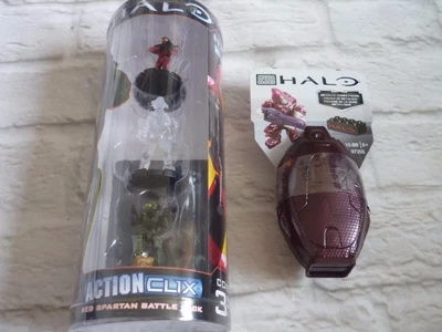 £38 • Buy Halo Bundle Action Clix Red Spartan Battle Pack Mega Vbloks Metallic Series 