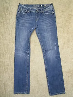 Miss Me Jeans Women 31 Blue Low Rise Western Embellish Light Wash Bedazzled • $24.95