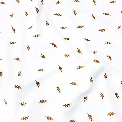 Little Leaf Organic Jersey Fabric White - GOTS - Per Half Metre • £5.60