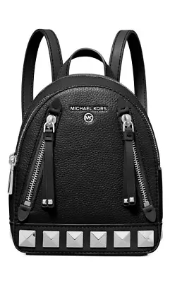 Michael Kors Mini Brooklyn Studded Leather Black Backpack Convertible + Dust Bag • $421.45