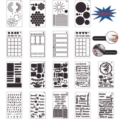$14.38 • Buy Journal Stencil Set 18 Piece Bullet Journal Stencils For A5 DIY Templates HOT