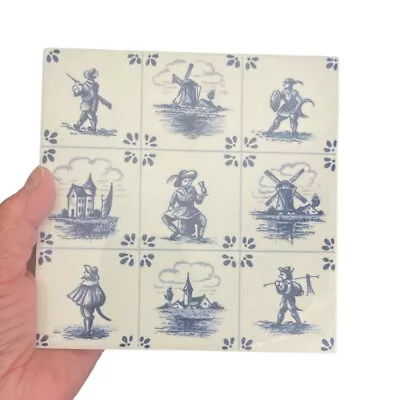 Delft Blauw Hand Painted Holland 6” Square Tile • $8.62