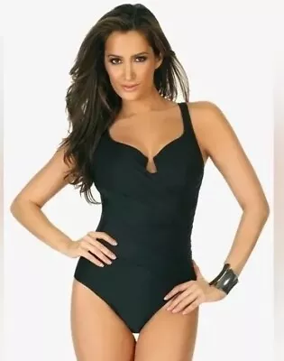 $180 Miraclesuit Must Haves Gandolf Black One Piece Swimsuit SIZE 16 • $60