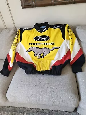 Vintage Ford Mustang Cobra GT Boss Mach 1 Racing Jacket Mens Yellow Size Med 6XL • $160