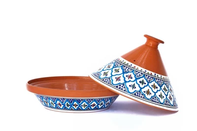 $74.95 • Buy Handmade, Hand-painted Supreme Turquoise Ceramic 10  Tagine Cooking Pot