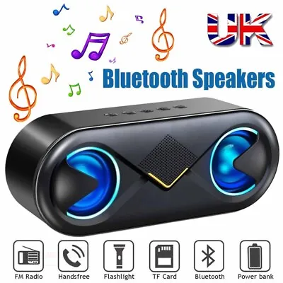 Portable Wireless Speaker Bluetooth 5.0 Speaker With Stereo HiFi Bass Outdoor • £16.68