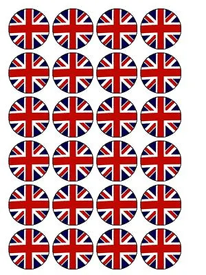 30 X Union Jack Jubilee PRE-CUT ICING Cake / Cupcake Toppers Decorations • £3.75