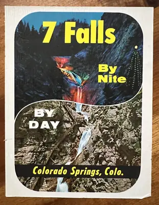 Original Vintage COLORADO SPRINGS Colorado TRAVEL Water DECAL Seven 7 Falls CO • $7.49