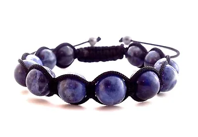 Men's Blue Sodalite Gemstone Bead Shambhala Jewelry Beaded Bracelet Free Size • $16