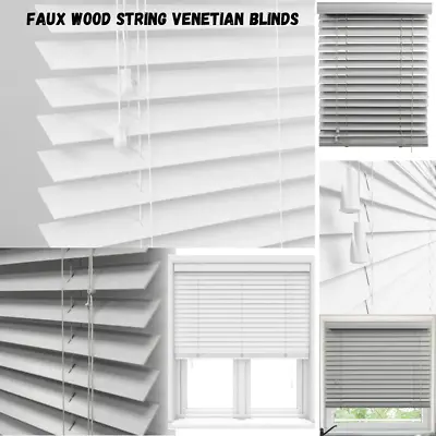 50 Mm Slats Faux Wood Wooden Venetian Window Blinds With String Trimmable Blind • £22.22