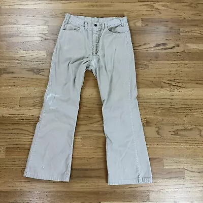 Vintage Levis White Tab Small Corduroy Pants Flared Leg Cream 32 X 27 • $45