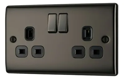 £7.49 • Buy BG Nexus NBN22B Polished / Black Nickel 13Amp Double Plug Wall Socket 2 Gang