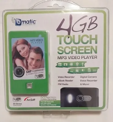 Green Ematic 3-Inch Touch Screen 4 GB MP3 Video Player  • $10