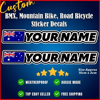 Custom Name Sticker With Flag Set Road Cycling Bike BMX Mountain AVANTI GIANT AU • $7.26