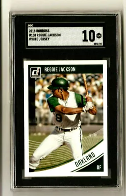 Reggie Jackson 2018 Donruss #108 White Jersey SGC 10 Gem Mint Pop:2 Oak A's HOF • $30.07