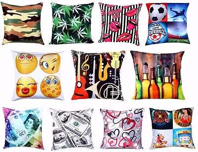 £2.99 • Buy Luxury Cushion Cover (18  X 18 ) Football Military Emoji Doller $ Music Smiles 