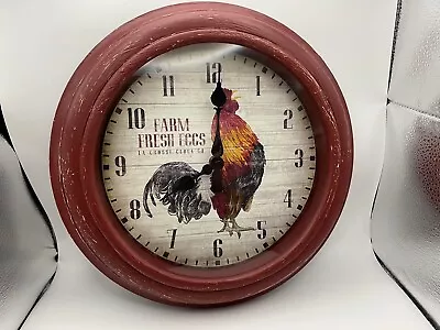 Country Core Distressed Red Rooster Clock Lacrosse Co 12” Round • $15