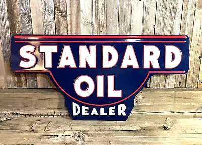 Standard Oil Gasoline Gas Large 24  Embossed Metal Steel Sign Garage Vintage New • $45.95