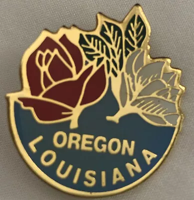 £4.87 • Buy Oregon Louisiana Hat Pin Lapel Jacket Enamel Rose Flower Blue Red White Vintage