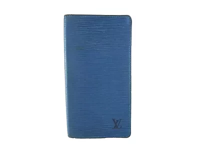 Authentic LOUIS VUITTON Epi Leather Long Wallet Bifold Blue Vintage • $49.99