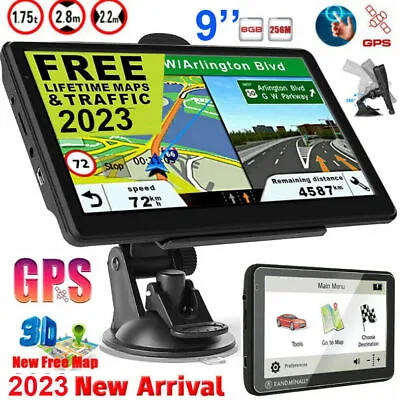 9'' Car Truck Sat Nav GPS Navigation 8GB Free Lifetime UK&EU Maps Touch Screen • £65.99