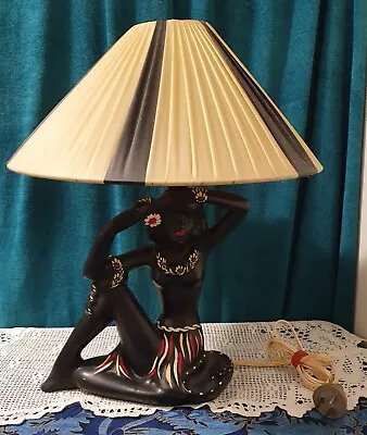 Barsony Black Lady Lamp Original Shade Retro Vintage Collectible • $1500