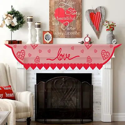 Red Heart Mantle Scarf For Fireplace Decorations - Lace Mantel Cover Runner For  • $10.58