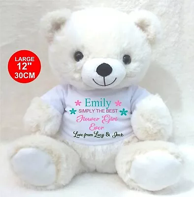 £11.99 • Buy Personalised Teddy Bear Cream 12 /30cm Flower Girl Bridesmaid  Wedding 