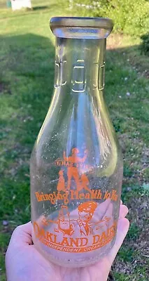 Quart Orange Pyro Milk Bottle Oakland Dairy Pontiac Michigan Mich. MI Double • $20