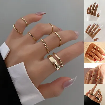 Women Boho Stack Plain Above Midi Knuckle Ring Finger Tip Rings Jewelry Set Gift • £3.79