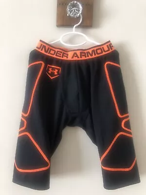 Under Armour Mens Size Medium Baseball Compression Sliding Shorts Black Orange • $12.99