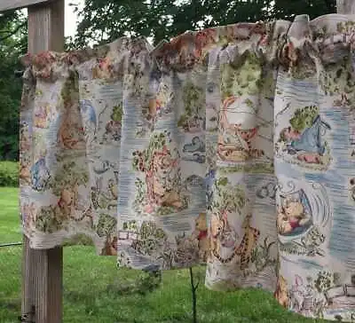 Handcrafted Winnie The Pooh Valance Baby Nursery Beige Curtain OR Tier Panel • $34.99