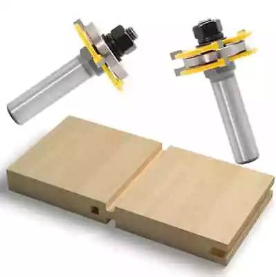$16.99 • Buy 2pcs Tongue And Groove Router Bit Set T Shape 1/2  Shank Wood 5/16  X 5/32  Cut
