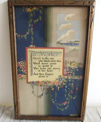 Vtg Motto Picture  MOTHER  Morris & Bendien Inc Flowers Art Deco  ~ Buzza Like • $34.99