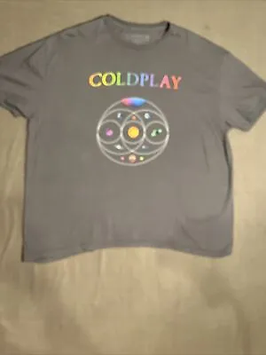 Coldplay Music Of The Spheres 2022 Tour 2XL Tee Shirt Gray Front & Back Print • $30.82