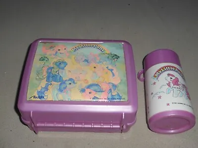 Vintage My Little Pony Plastic Lunch Box Pail W Thermos 1987 Aladdin Hasbro Pink • $29.99