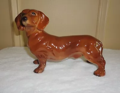 Vintage Standing Dachshund Porcelain England 7.5  Long Reddish Brown 5.5  Tall • $24.95