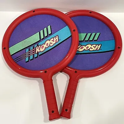 Koosh Ball Paddles Rackets Set 2 1991 Red Teal Outdoor Game Toy Oddzon Vintage • $24.99