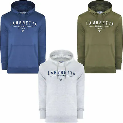 Lambretta Men's Classic Large Logo Casual Hooded Pullover Hoodie Jumper RRP £40 • £29.50