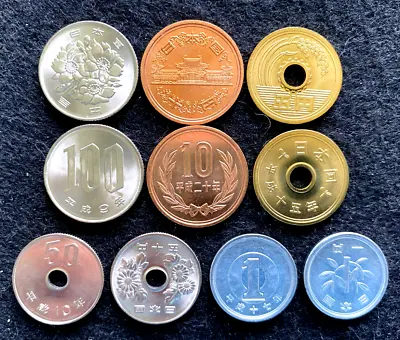 $10.45 • Buy Japan 5 Coins Set 1, 5, 10, 50, 100 Yen 1997-2005 UNC World Coins