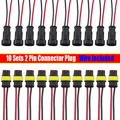 10 Kit 12V 2-Pin Waterproof Cable Wire Connector Sealed Plug For Car Electrical • £6.03