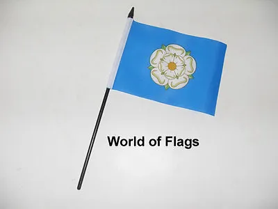 YORKSHIRE FLAG 6  X 4  SMALL HAND WAVING White Rose County Crafts Table Display  • £4